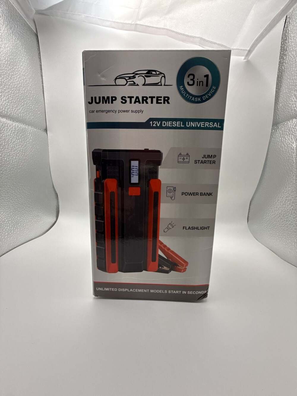 3-in-1 Car Emergency Jump Starter Power Bank and Flashlight